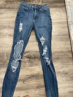 Fashion Nova Blue Ripped Women's Skinny Jeans
